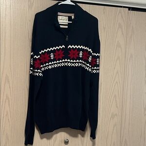 Pendleton Black Zip-Up Sweater with Red and White Pattern